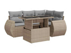 Ensemble de mobilier de jardin en résine tressée beige - dlz1766578678251