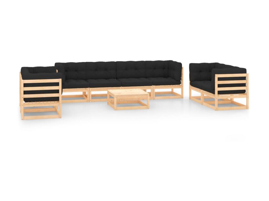 Ensemble de mobilier de jardin en pin gris - dlz1766578604552