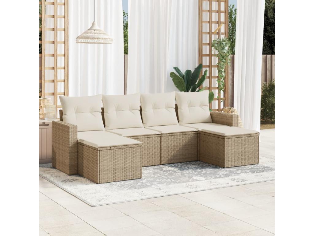 Ensemble de mobilier de jardin en résine tressée beige - dlz1766578644660