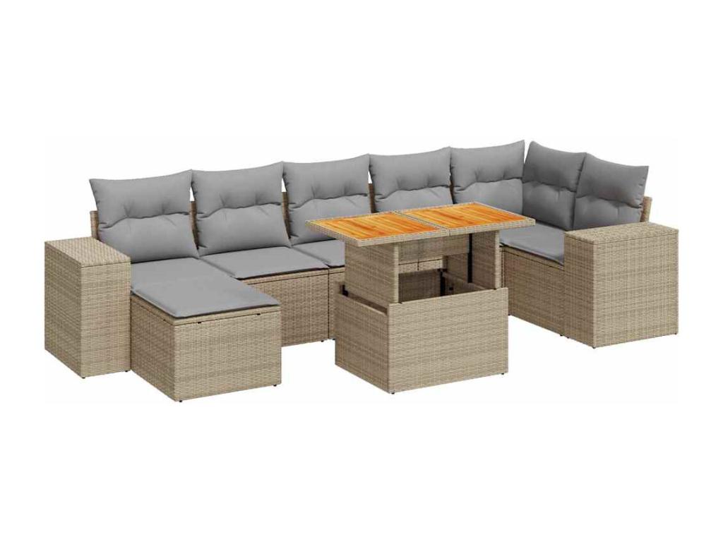 Ensemble de mobilier de jardin en résine tressée beige - dlz1766578348283