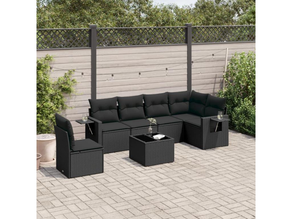 Ensemble de mobilier de jardin en résine tressée noire - dlz1766578924812