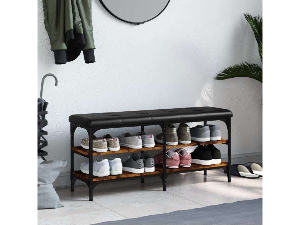 Banc en bois d'ingénierie naturel, 102 x 32 x 47 cm