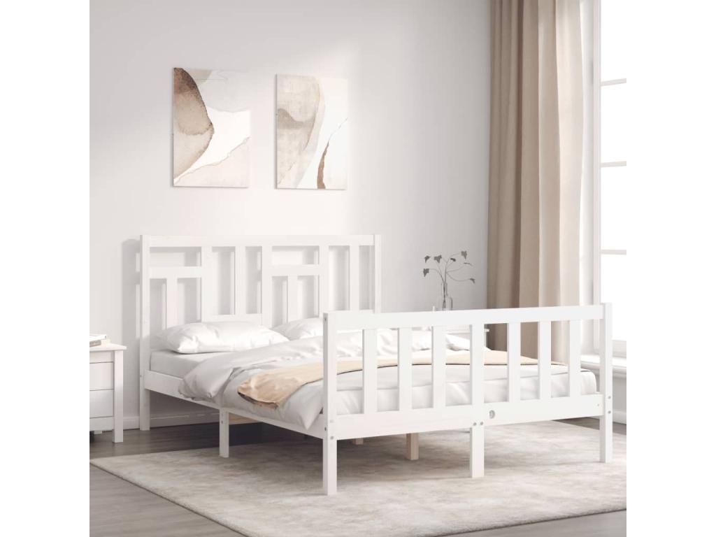 Cadre de lit en bois massif blanc, 120 x 200 cm - dlz1766578863544