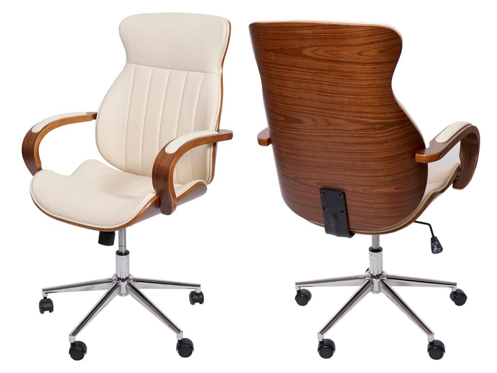 Fauteuil d'appoint en similicuir beige