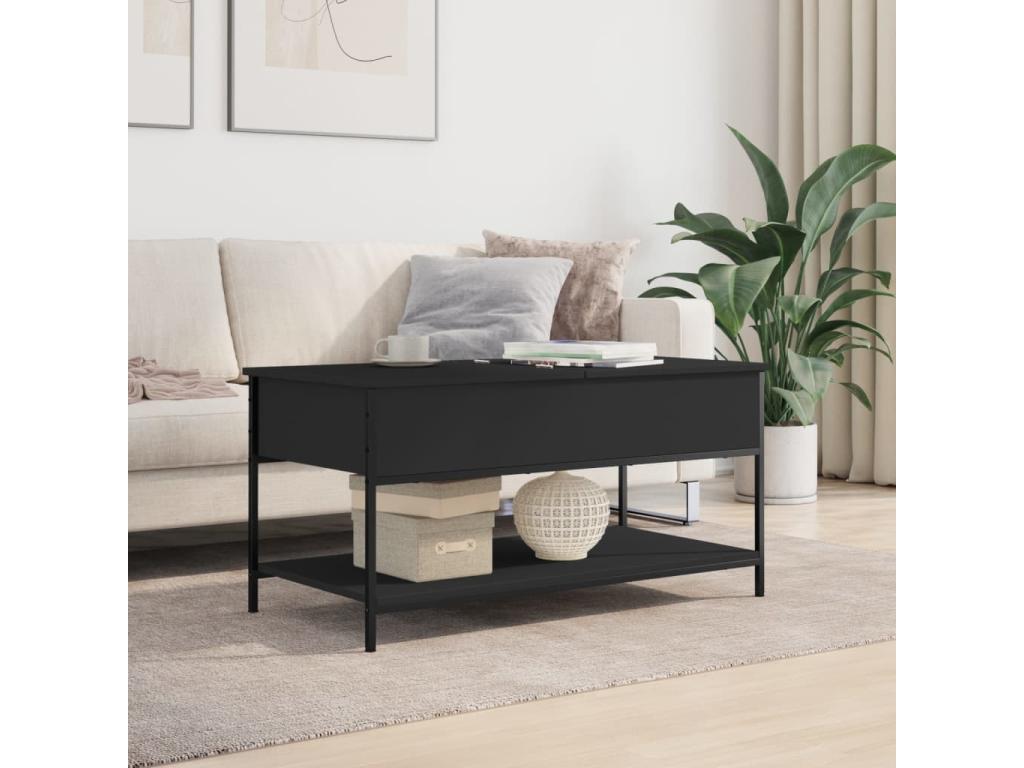 Table basse en bois d'ingénierie noir, 100 x 50 x 50 cm