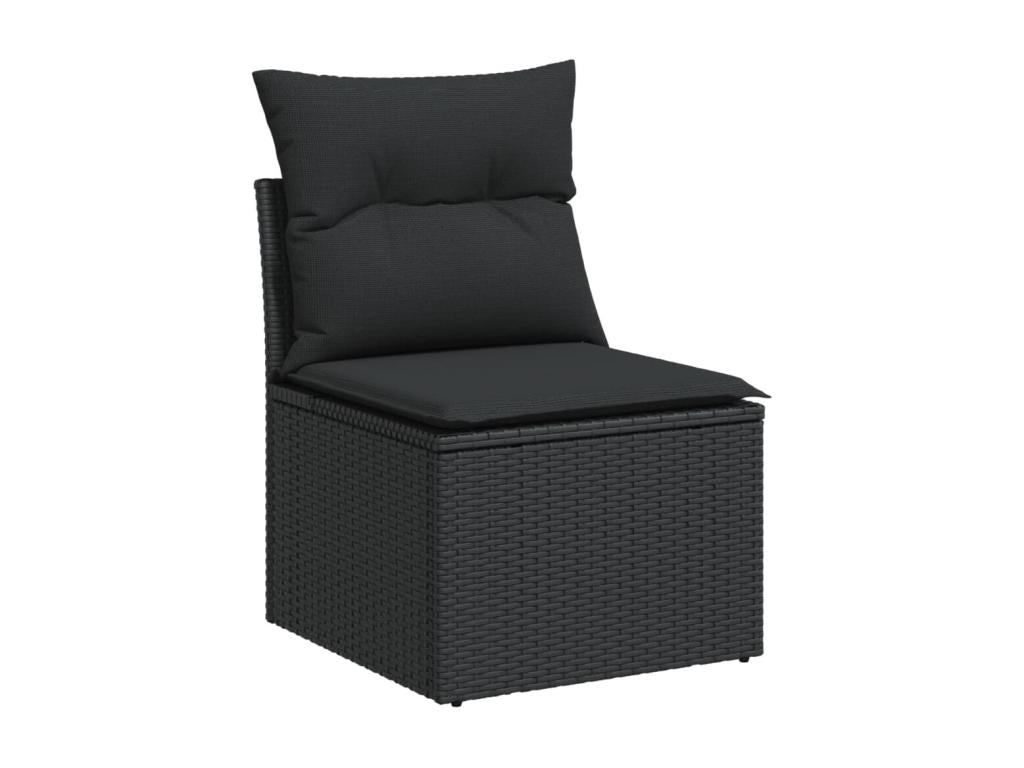 Ensemble de mobilier de jardin en résine tressée noire - dlz1766578863207
