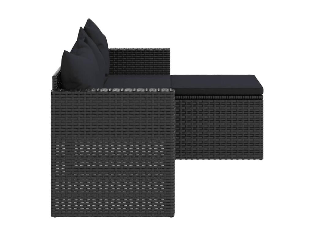 Ensemble de mobilier de jardin en résine tressée noire - dlz1766578706583