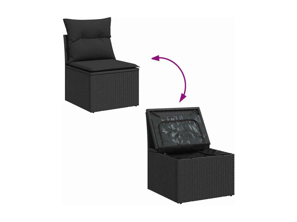 Ensemble de mobilier de jardin en résine tressée noire - dlz1766578295704