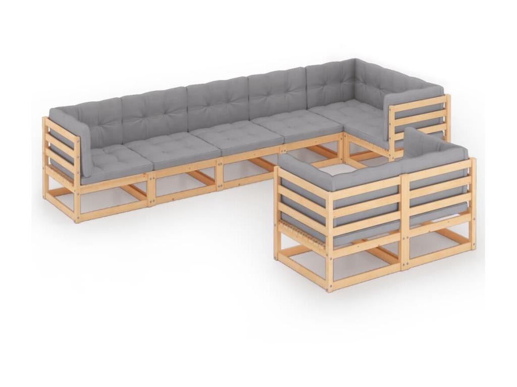 Ensemble de mobilier de jardin en pin naturel - dlz1766578393293