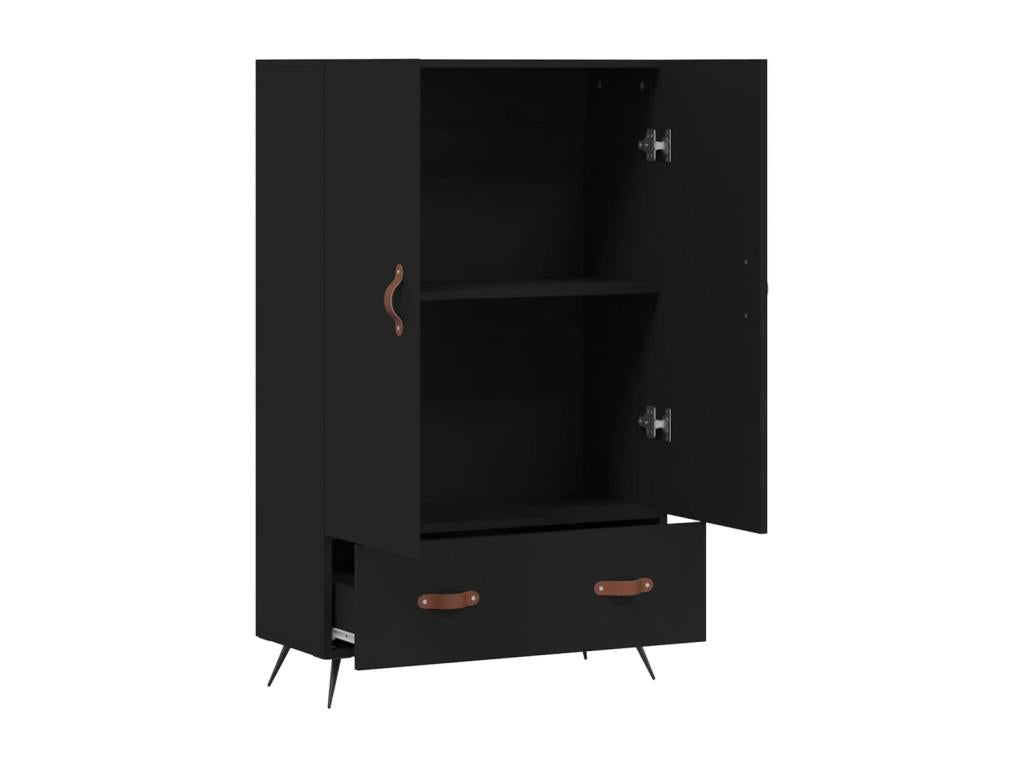 Buffet en bois d'ingénierie noir, 69,5 x 31 x 115 cm