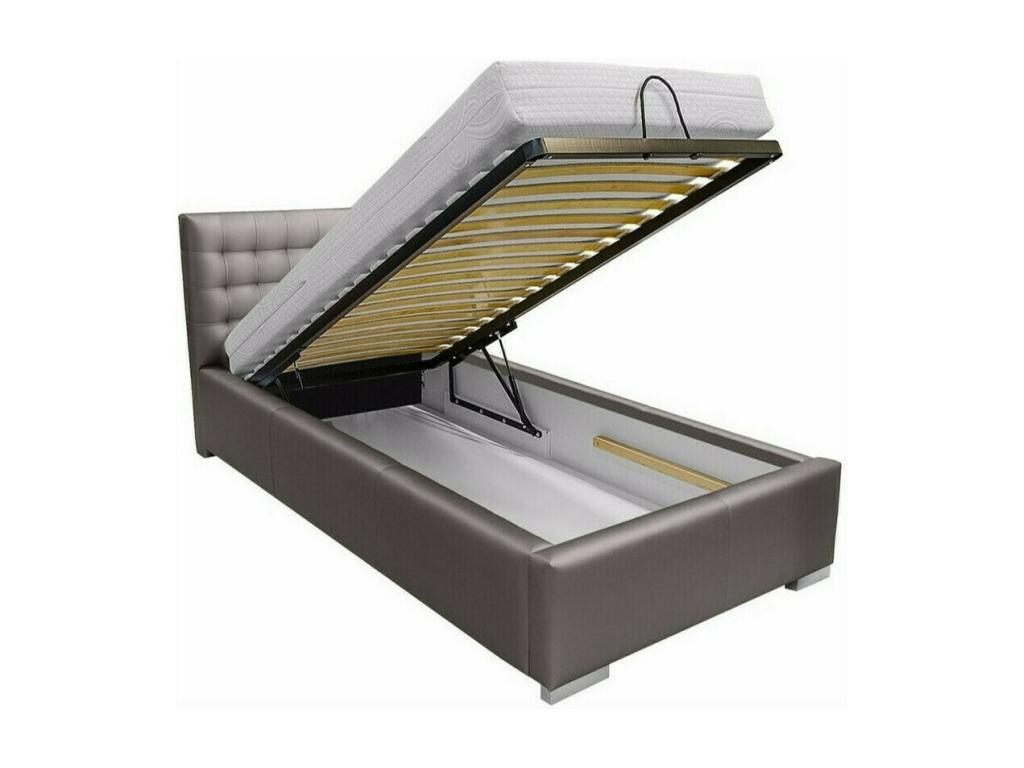 Lit en cuir noir, 107 x 222 x 92 cm