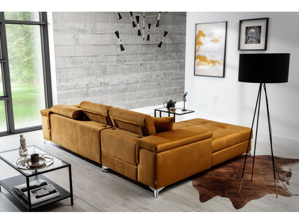 Canapé-lit en velours marron - dlz1766578315826