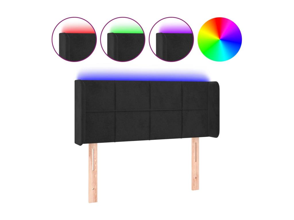 Lit en velours noir, 93 x 16 x 78 cm