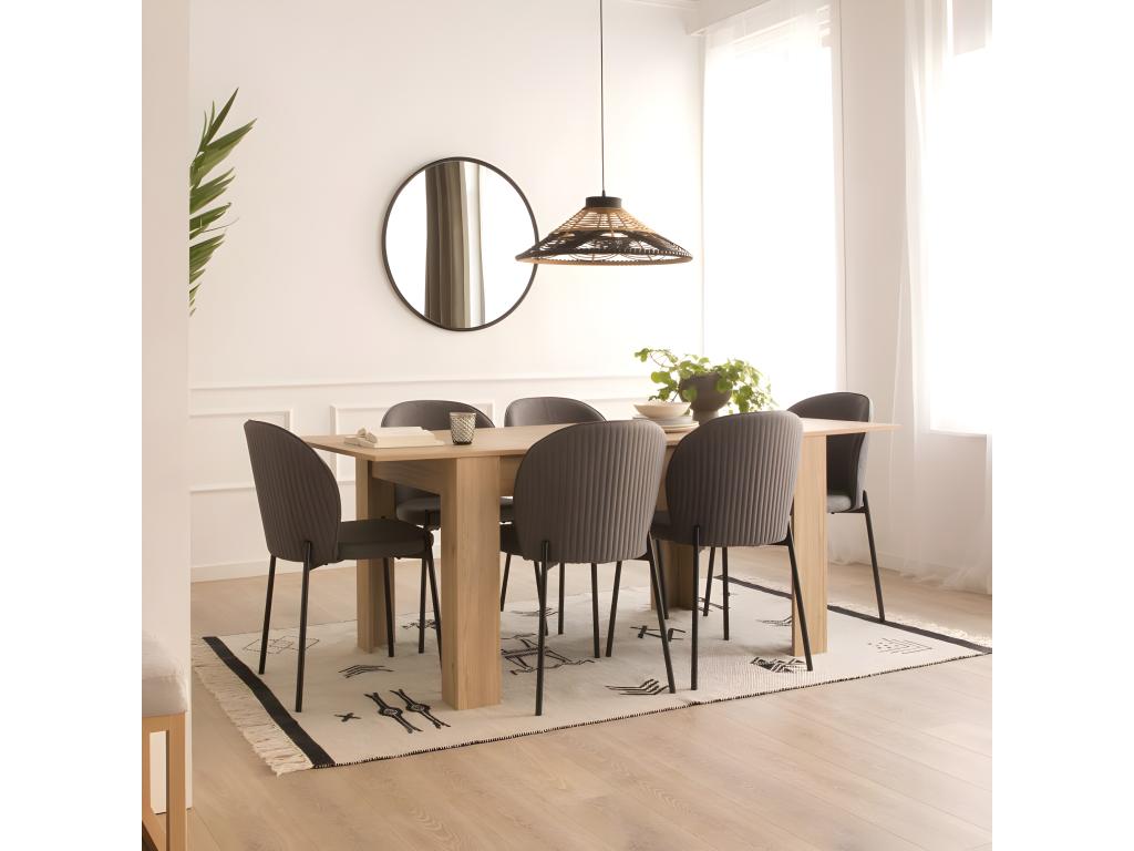 Table à manger extensible en bois naturel 140x74 KLWX55516