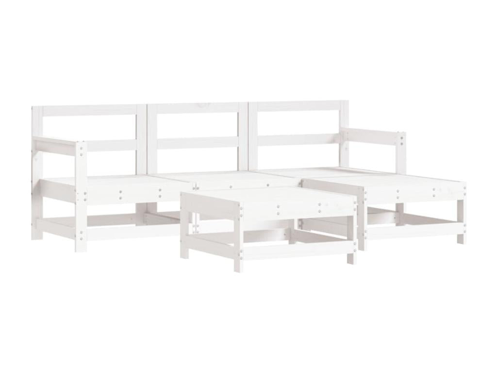 Ensemble de mobilier de jardin en bois massif blanc - dlz1766578881056